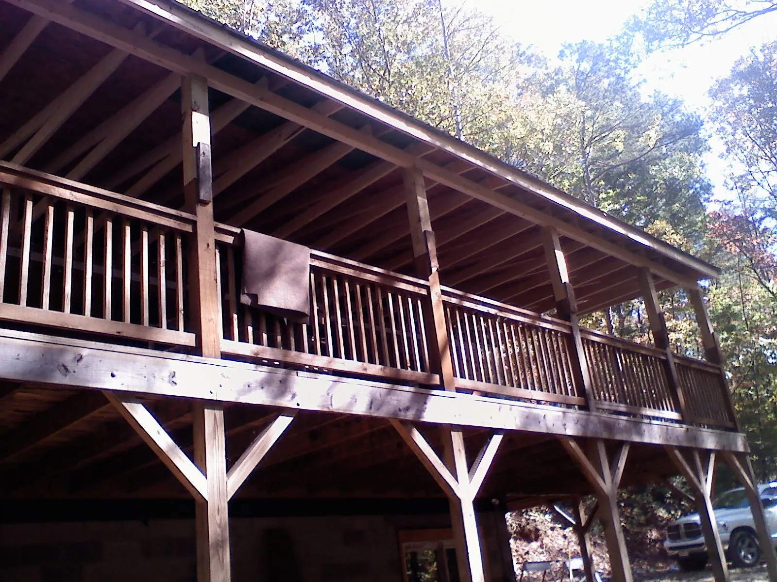 Timber framing under a new elevated porch and deck — Roof Leak Repair in Warsaw by Roofing Brothers